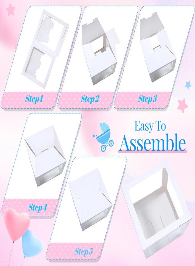 Seenelling 4 Pcs Balloon Boxes with Letters, Transparent Clear Balloon Boxes Gender Reveal Blocks Backdrop Decorations for Gender Reveal Party Favors Decor (White) - Image 4